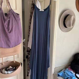 Carly Jean Los Angeles Blue Asymmetrical Maxi Sundress
